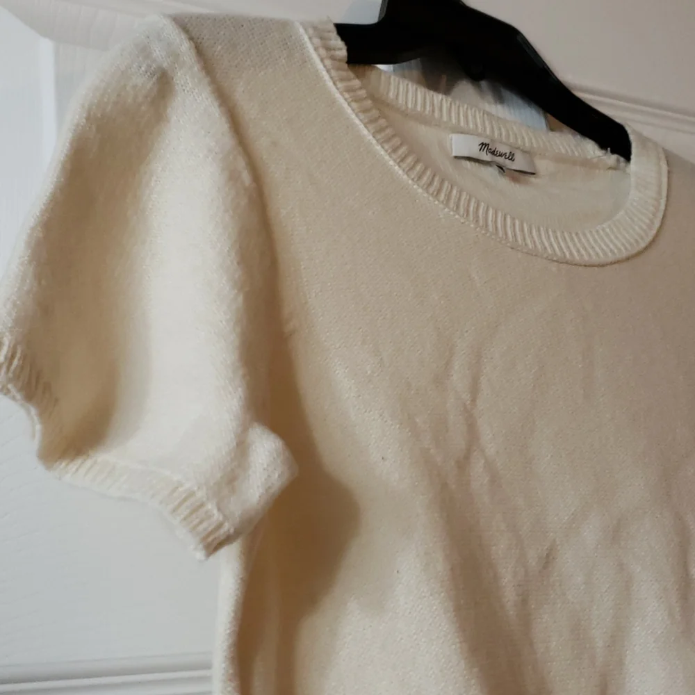 Madewell Fringed Jacquered Short Sleeve Sweater